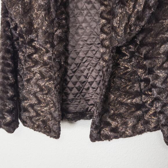 Alice + Olivia Women’s Jacket Boho Glam Y2K Faux Fur Textured Metallic Size XS - Picture 6 of 12